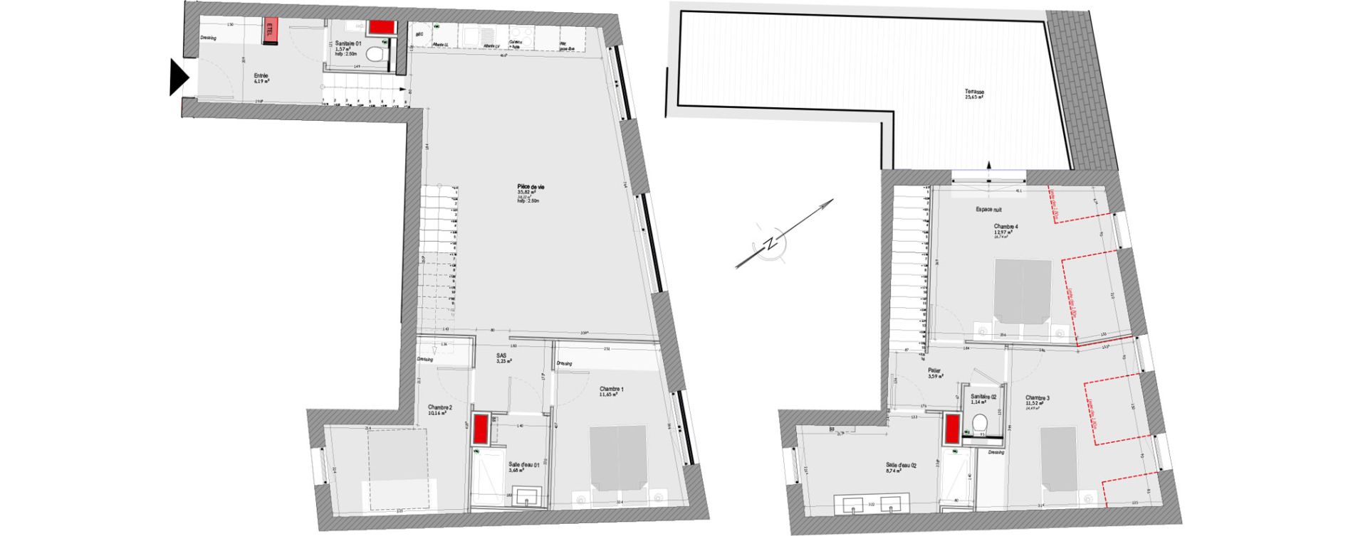 Duplex T5 de 110,26 m2 à Tours Febvotte - marat