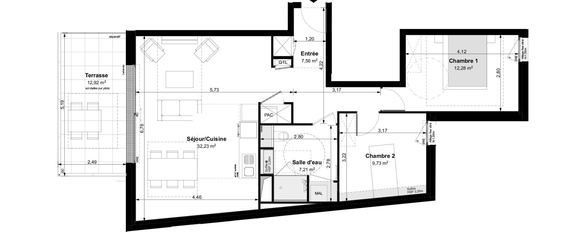 Appartement T3 de 69,01 m2 &agrave; Vouvray Centre