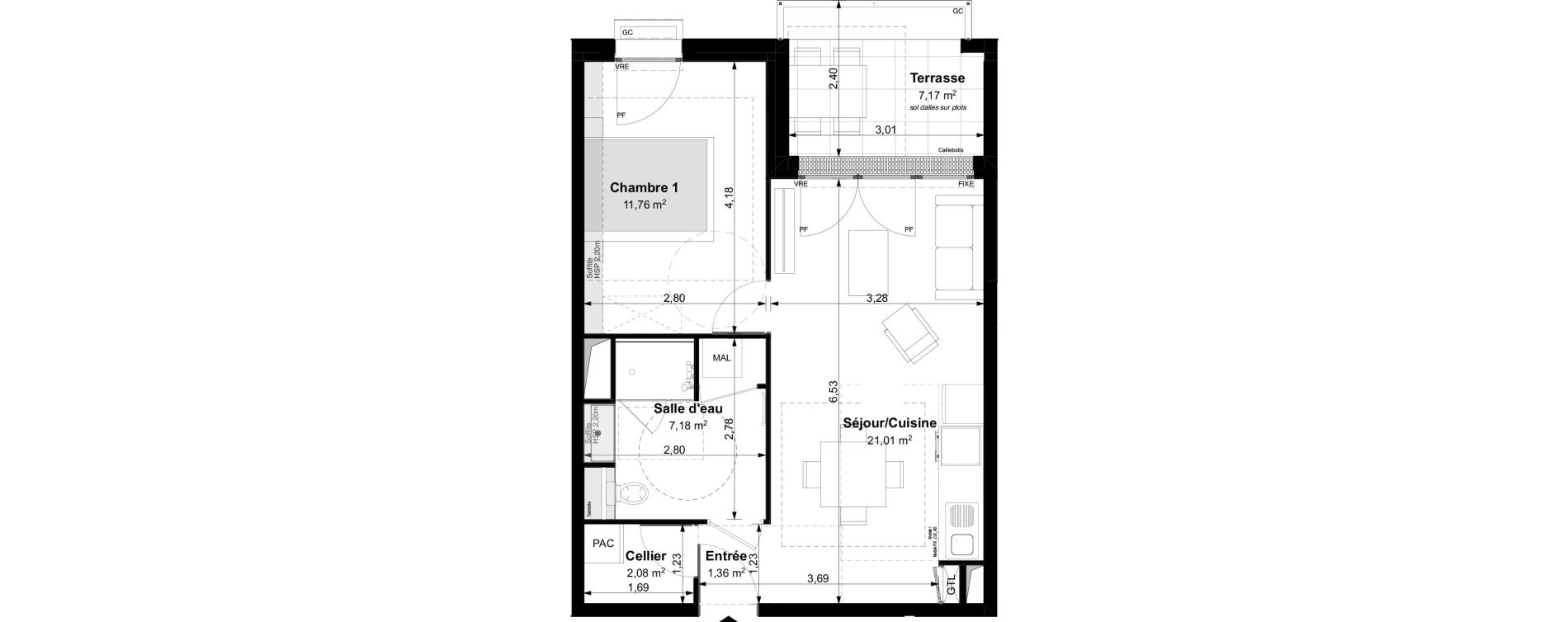 Appartement T2 de 43,39 m2 &agrave; Vouvray Centre