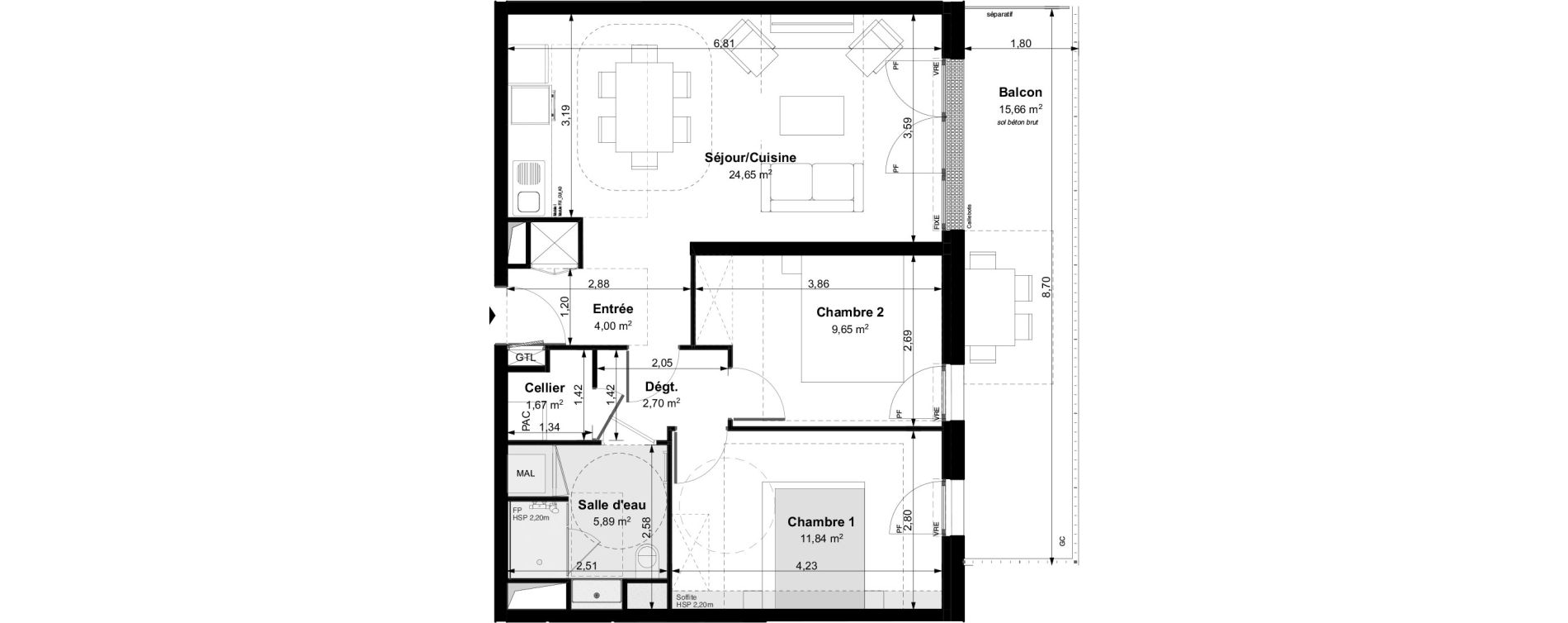 Appartement T3 de 60,40 m2 &agrave; Vouvray Centre