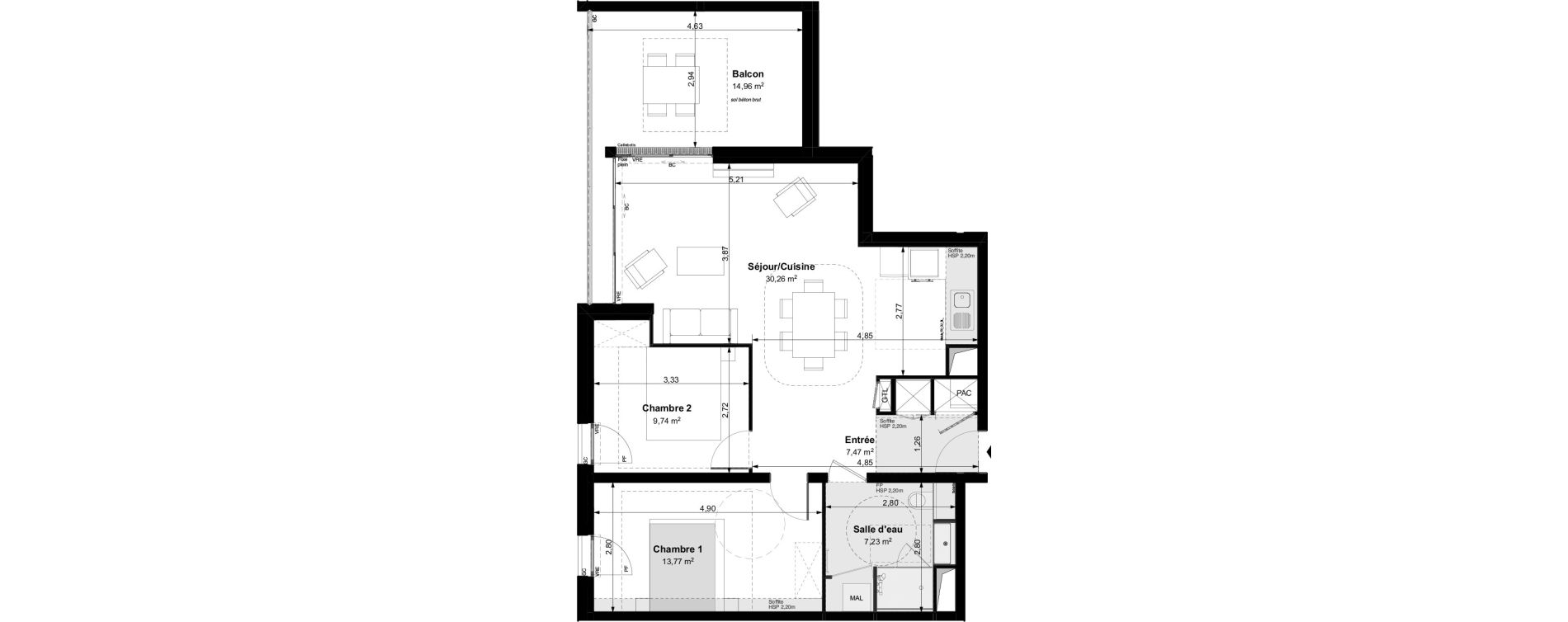 Appartement T3 de 68,47 m2 &agrave; Vouvray Centre