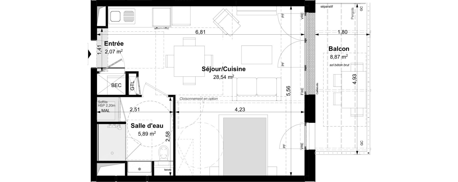 Appartement T2 de 36,50 m2 &agrave; Vouvray Centre
