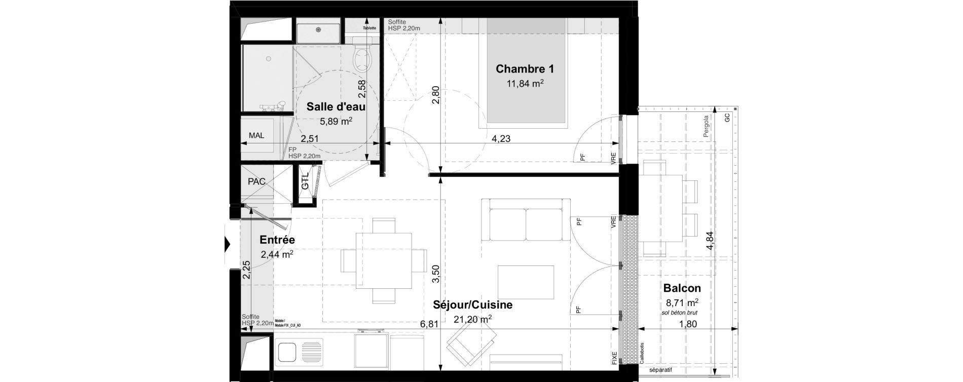 Appartement T2 de 41,37 m2 &agrave; Vouvray Centre