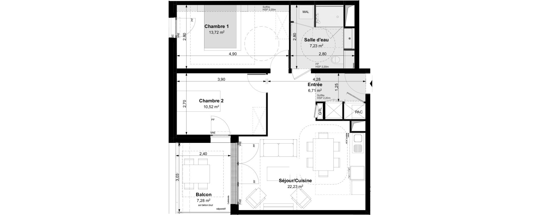 Appartement T3 de 60,41 m2 &agrave; Vouvray Centre