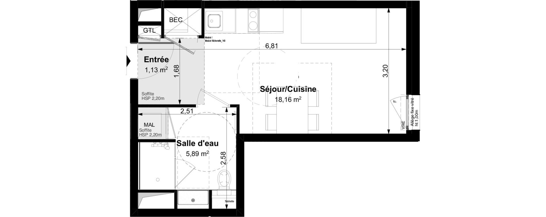 Appartement T1 de 25,18 m2 &agrave; Vouvray Centre