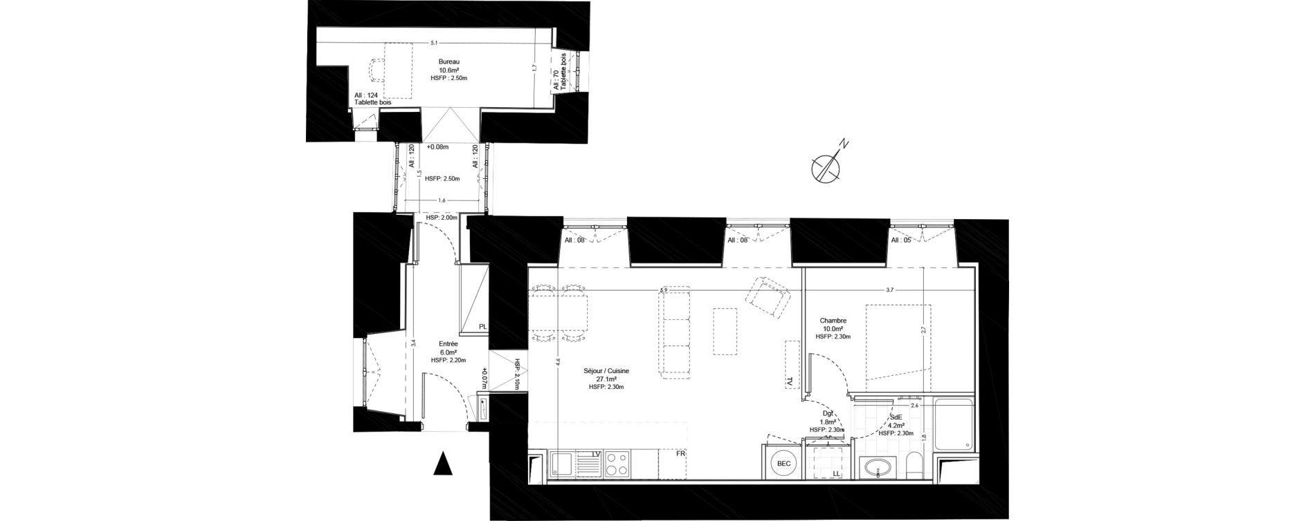 Appartement T2 bis de 59,70 m2 &agrave; Blois Centre ville