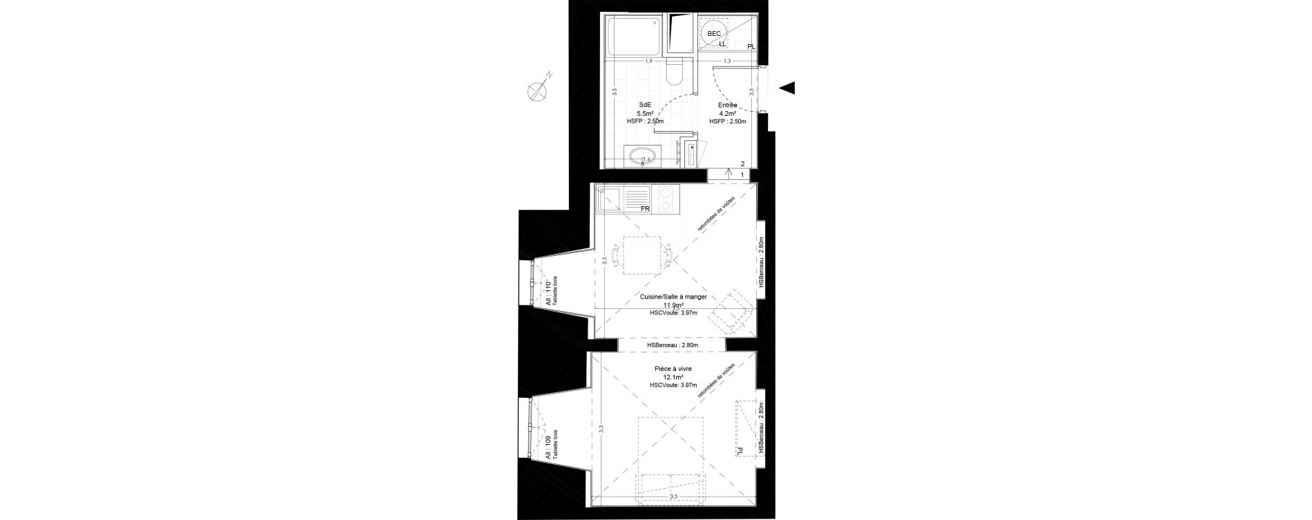 Appartement T1 bis de 33,70 m2 &agrave; Blois Centre ville