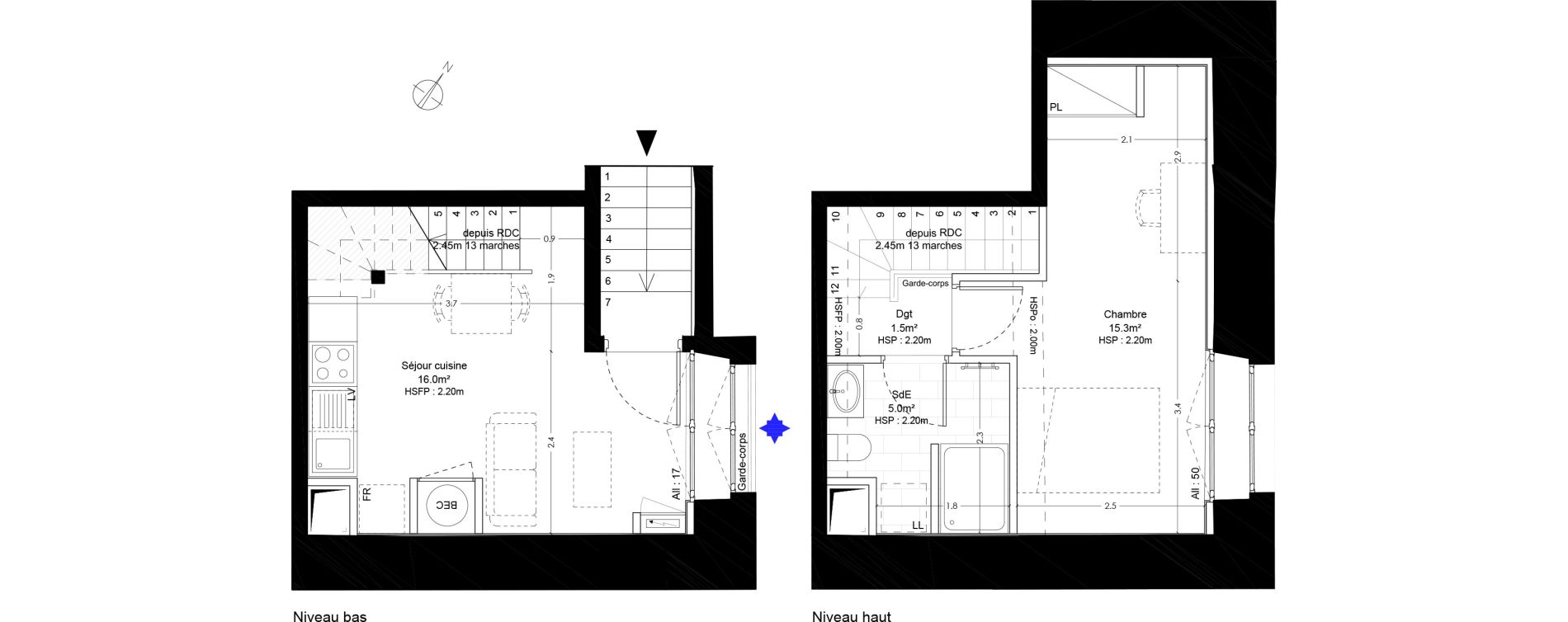 Duplex T2 de 37,80 m2 &agrave; Blois Centre ville
