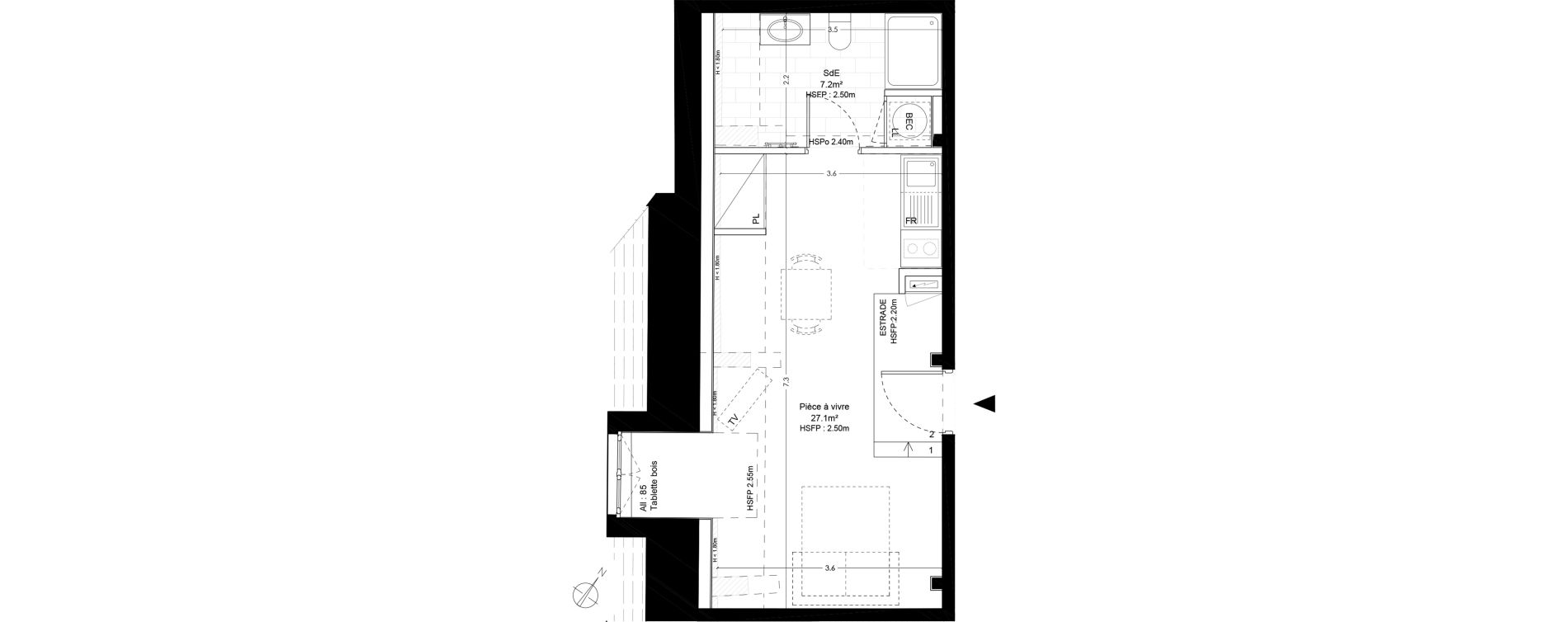 Appartement T1 de 34,30 m2 &agrave; Blois Centre ville