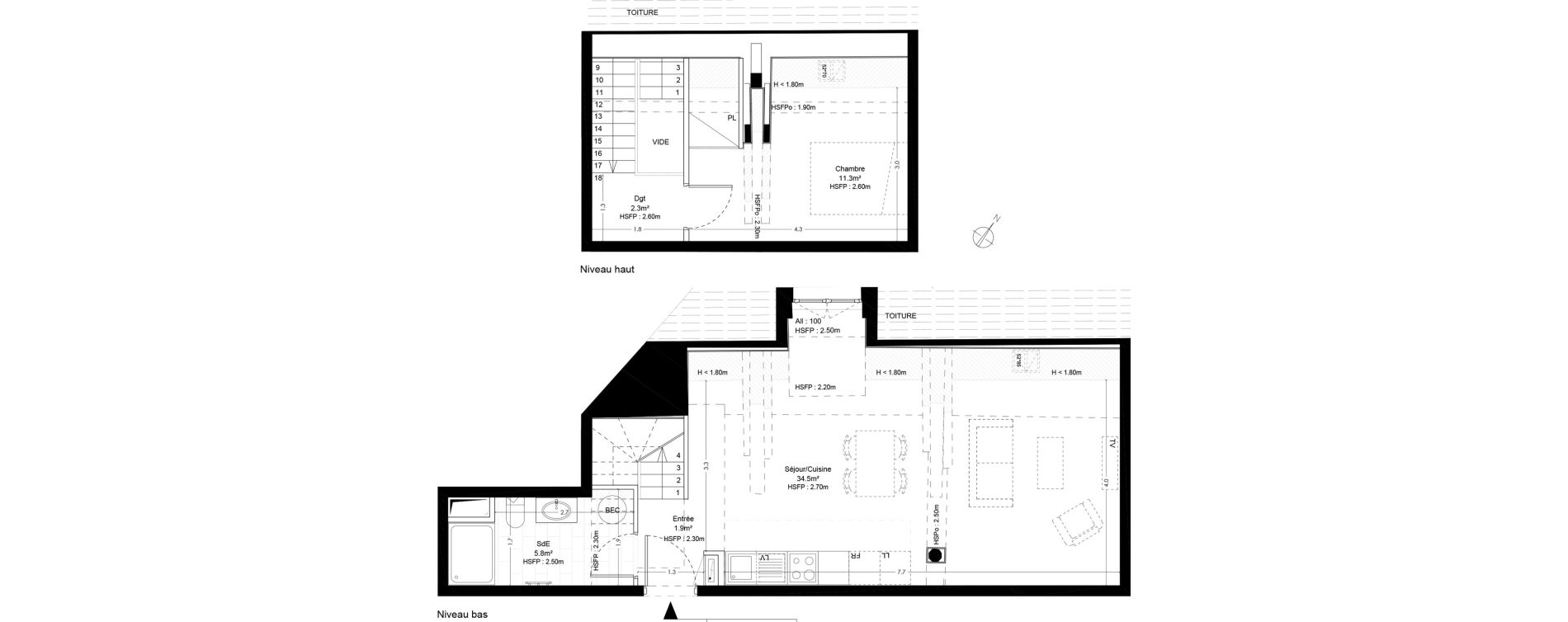 Duplex T2 de 54,10 m2 &agrave; Blois Centre ville