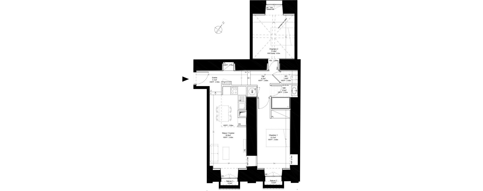 Appartement T3 de 58,50 m2 &agrave; Blois Centre ville