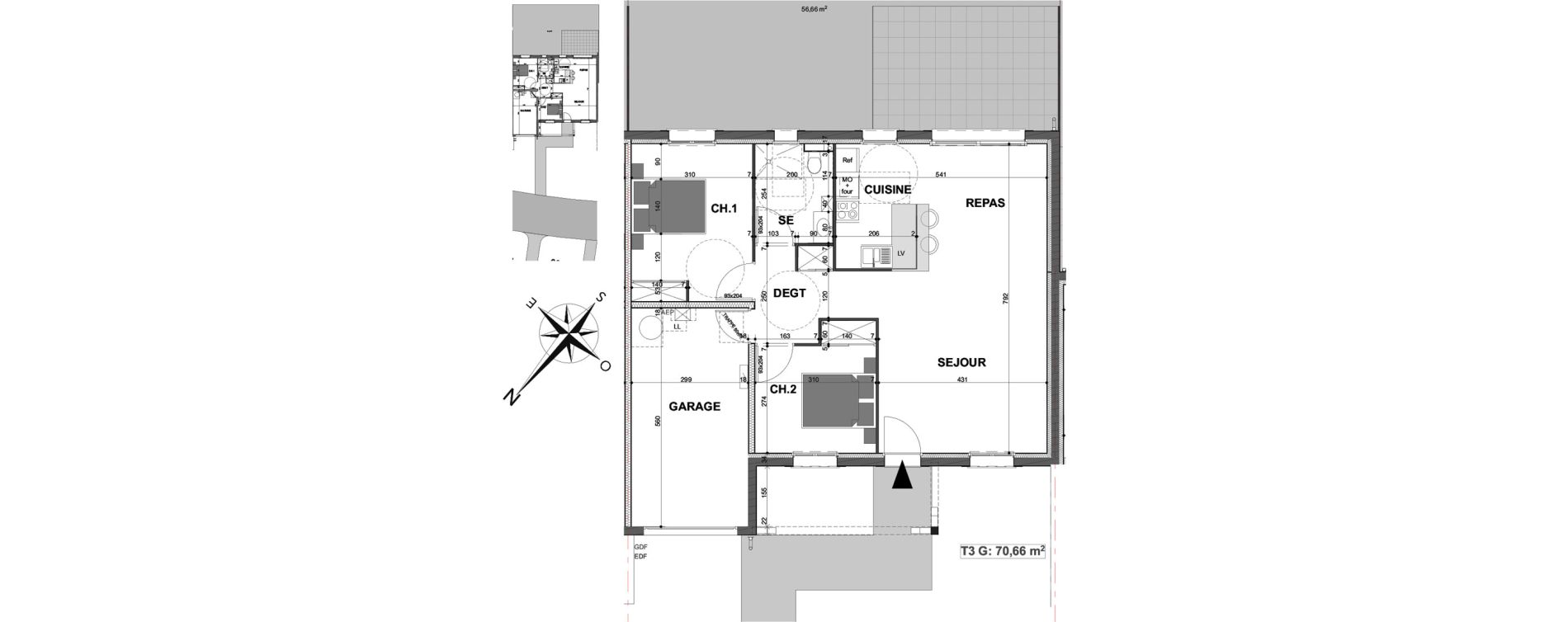 Maison T3 meubl&eacute;e de 70,66 m2 &agrave; Contres Le controis-en-sologne