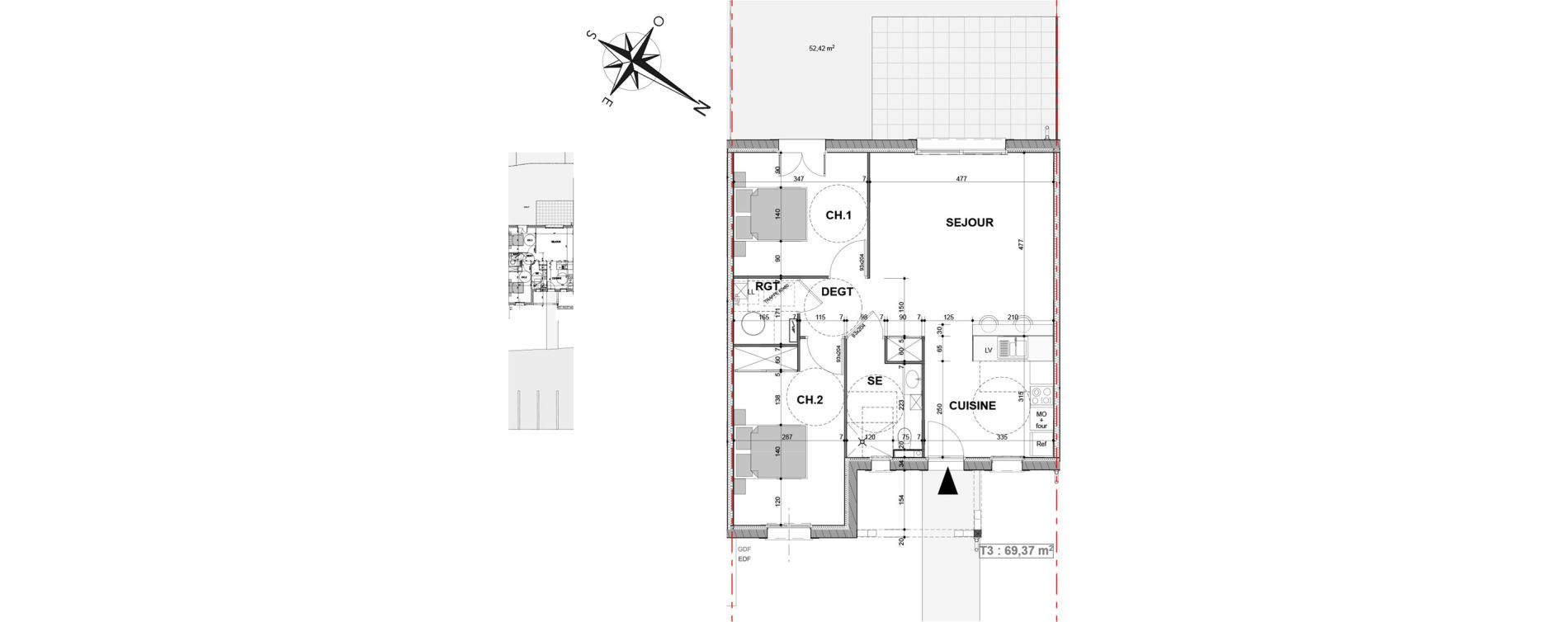 Maison T3 meubl&eacute;e de 69,37 m2 &agrave; Contres Le controis-en-sologne