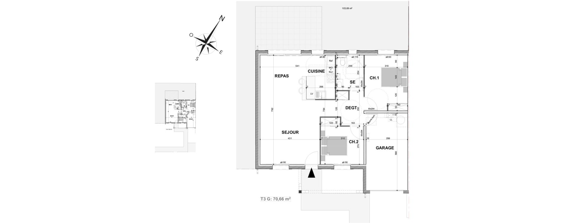 Maison T3 meubl&eacute;e de 70,66 m2 &agrave; Contres Le controis-en-sologne