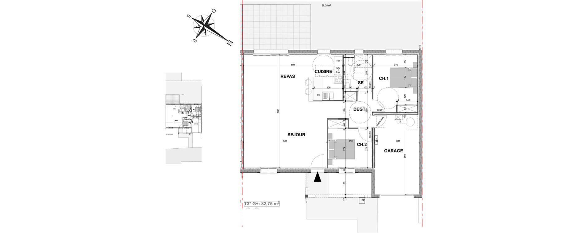 Maison T3 meubl&eacute;e de 82,75 m2 &agrave; Contres Le controis-en-sologne