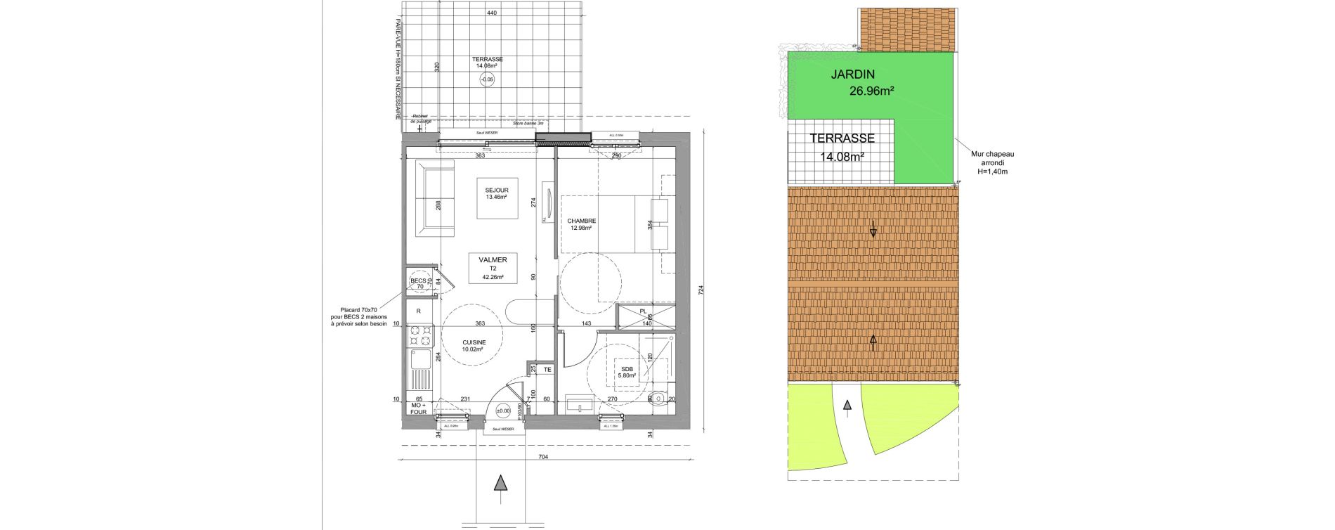 Maison T2 meubl&eacute;e de 42,26 m2 &agrave; Saint-Denis-Sur-Loire Centre