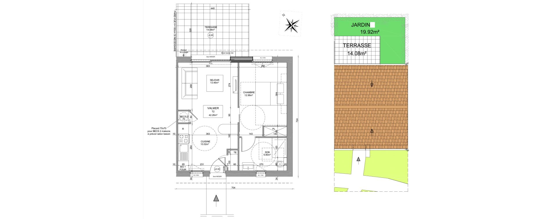 Maison T2 meubl&eacute;e de 42,26 m2 &agrave; Saint-Denis-Sur-Loire Centre