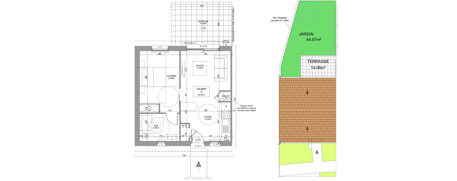 Maison T2 meubl&eacute;e de 42,26 m2 &agrave; Saint-Denis-Sur-Loire Centre