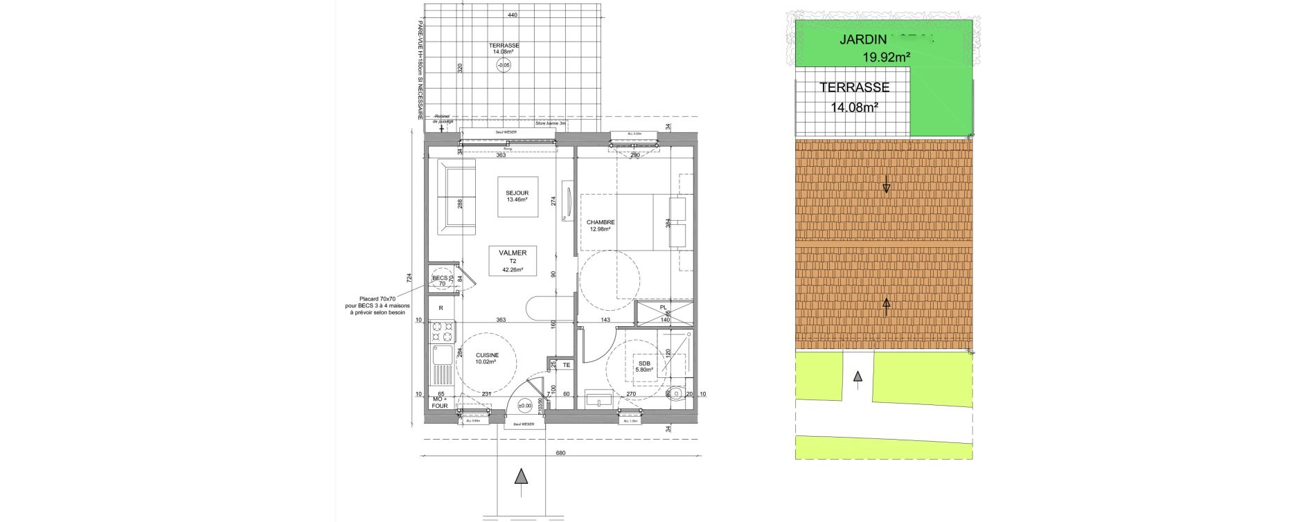 Maison T2 meubl&eacute;e de 42,26 m2 &agrave; Saint-Denis-Sur-Loire Centre