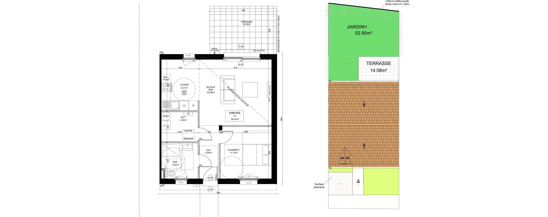 Maison T2 meubl&eacute;e de 56,31 m2 &agrave; Saint-Denis-Sur-Loire Centre