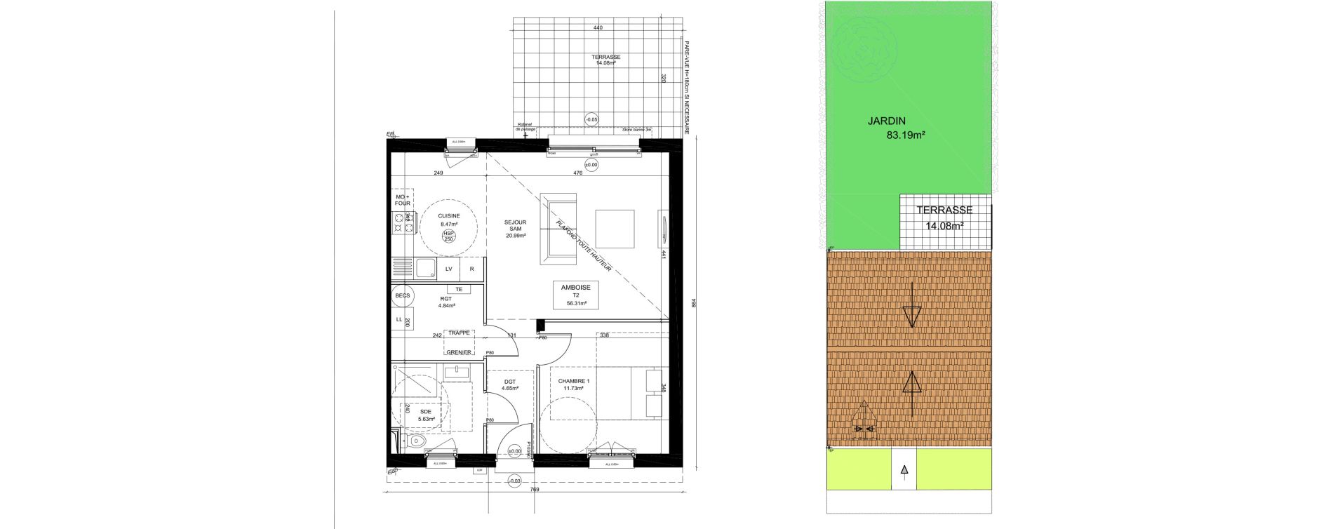 Maison T2 meubl&eacute;e de 56,31 m2 &agrave; Saint-Denis-Sur-Loire Centre