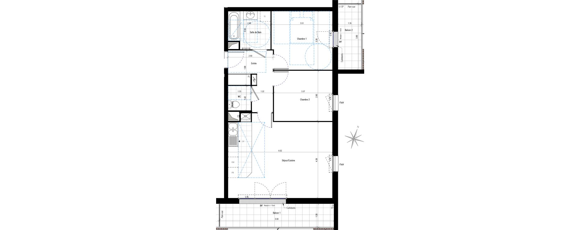Appartement T3 de 62,66 m2 &agrave; Ch&eacute;cy Centre