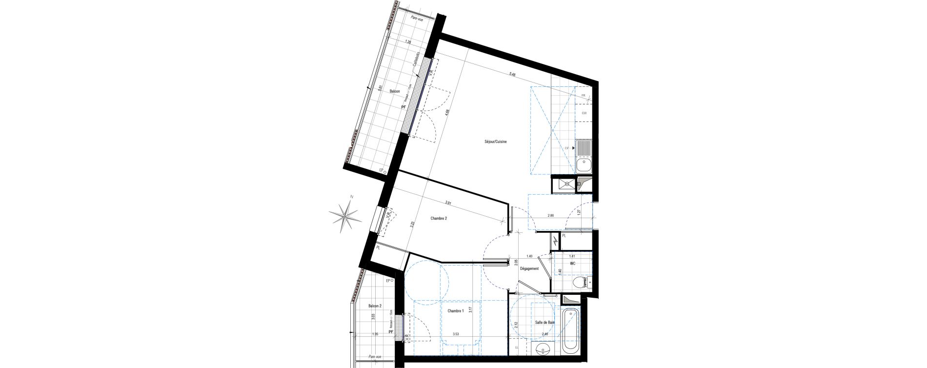 Appartement T3 de 62,75 m2 &agrave; Ch&eacute;cy Centre