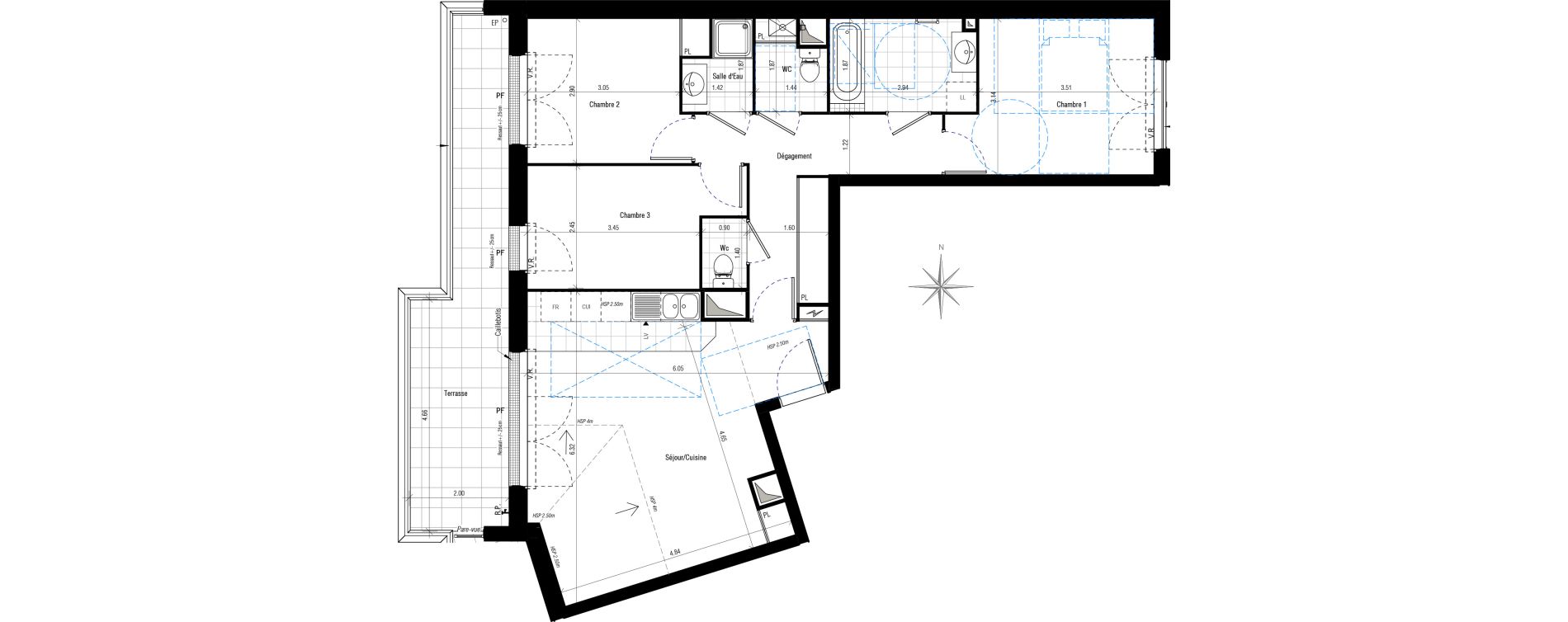 Appartement T4 de 78,99 m2 &agrave; Ch&eacute;cy Centre
