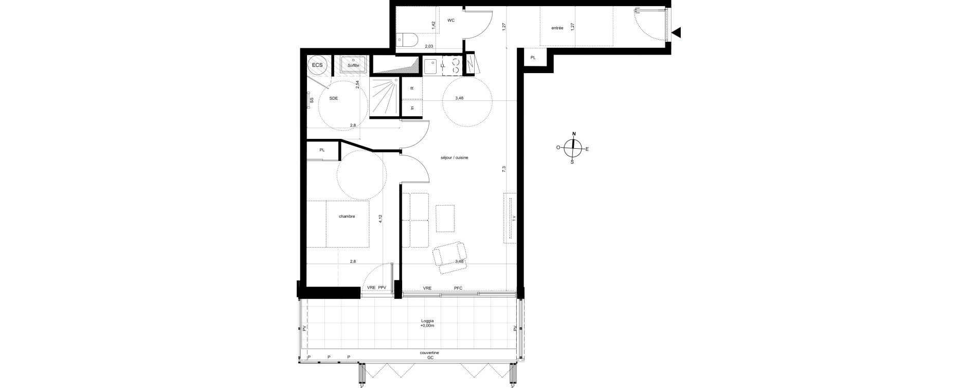 Appartement T2 de 53,90 m2 &agrave; Fleury-Les-Aubrais Centre