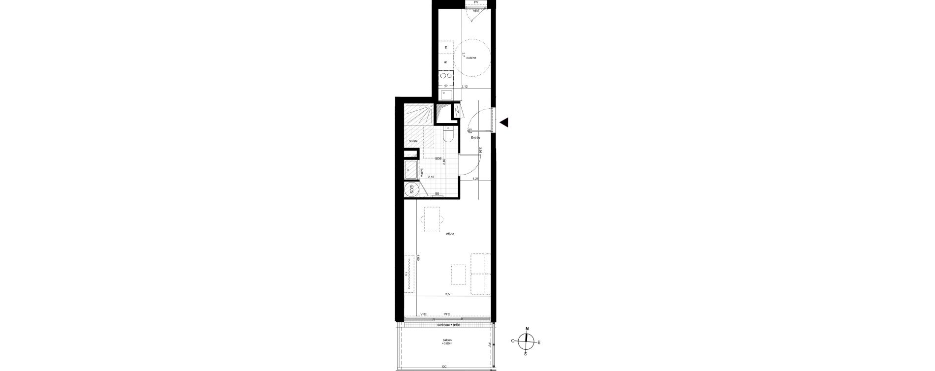 Appartement T1 bis de 36,24 m2 &agrave; Fleury-Les-Aubrais Centre