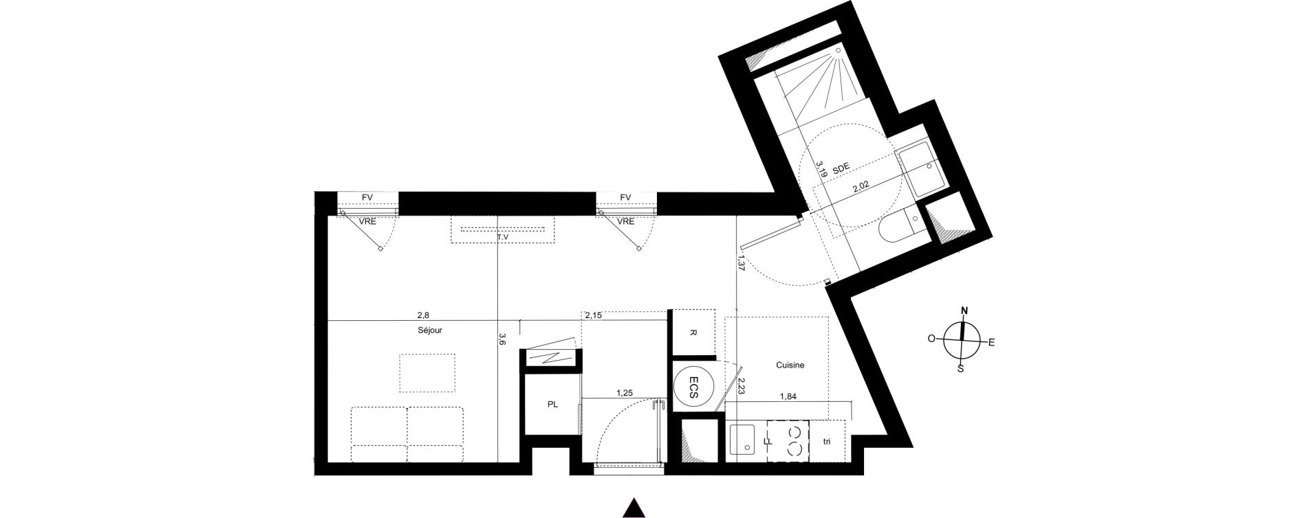 Appartement T1 bis de 30,98 m2 &agrave; Fleury-Les-Aubrais Centre