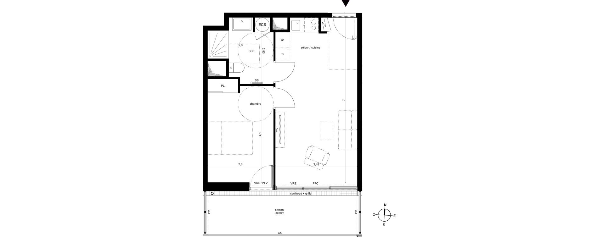 Appartement T2 de 42,23 m2 &agrave; Fleury-Les-Aubrais Centre