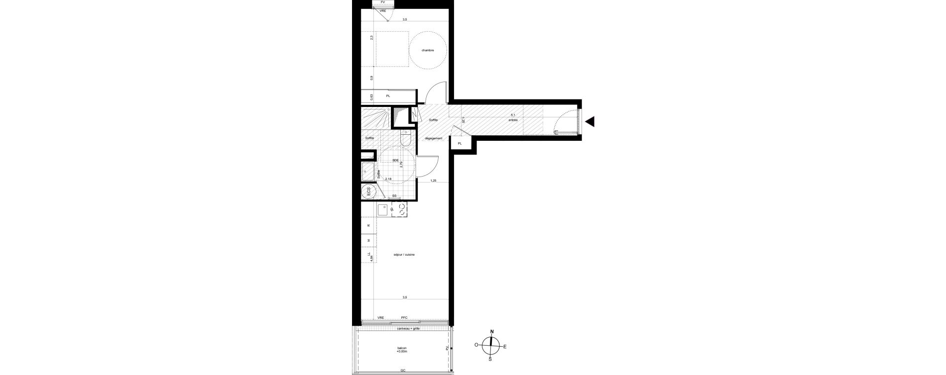 Appartement T2 de 48,14 m2 &agrave; Fleury-Les-Aubrais Centre