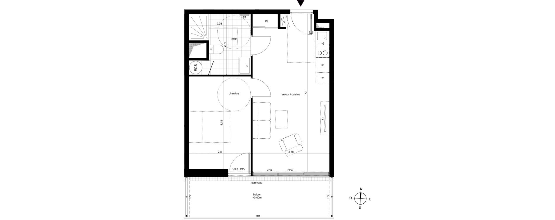 Appartement T2 de 42,68 m2 &agrave; Fleury-Les-Aubrais Centre