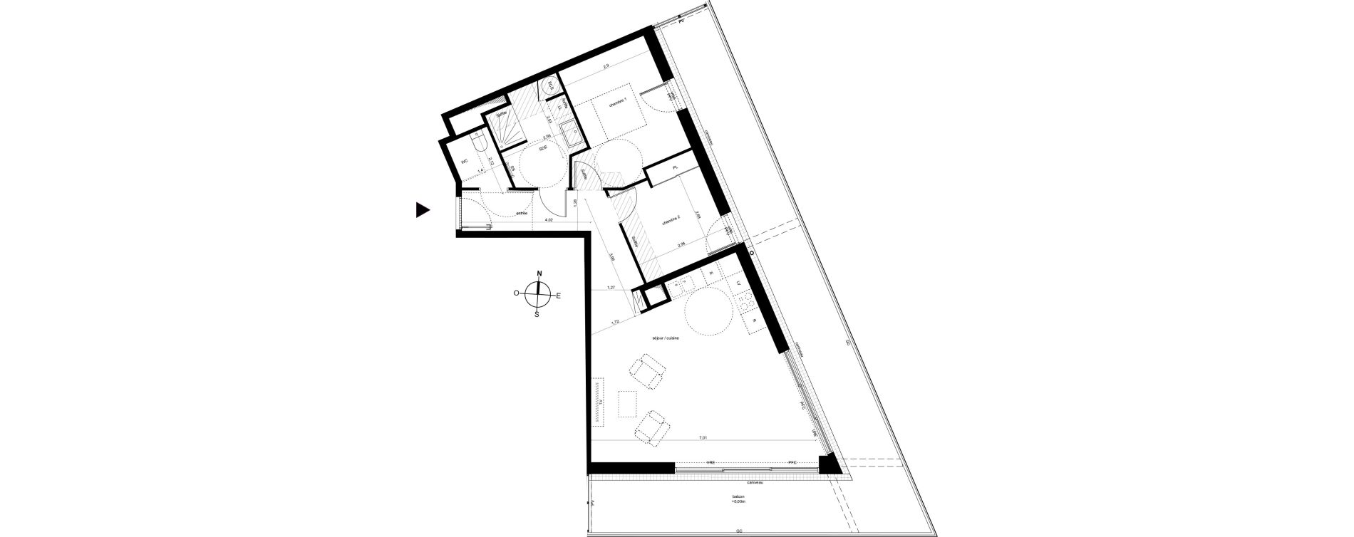 Appartement T3 de 74,37 m2 &agrave; Fleury-Les-Aubrais Centre