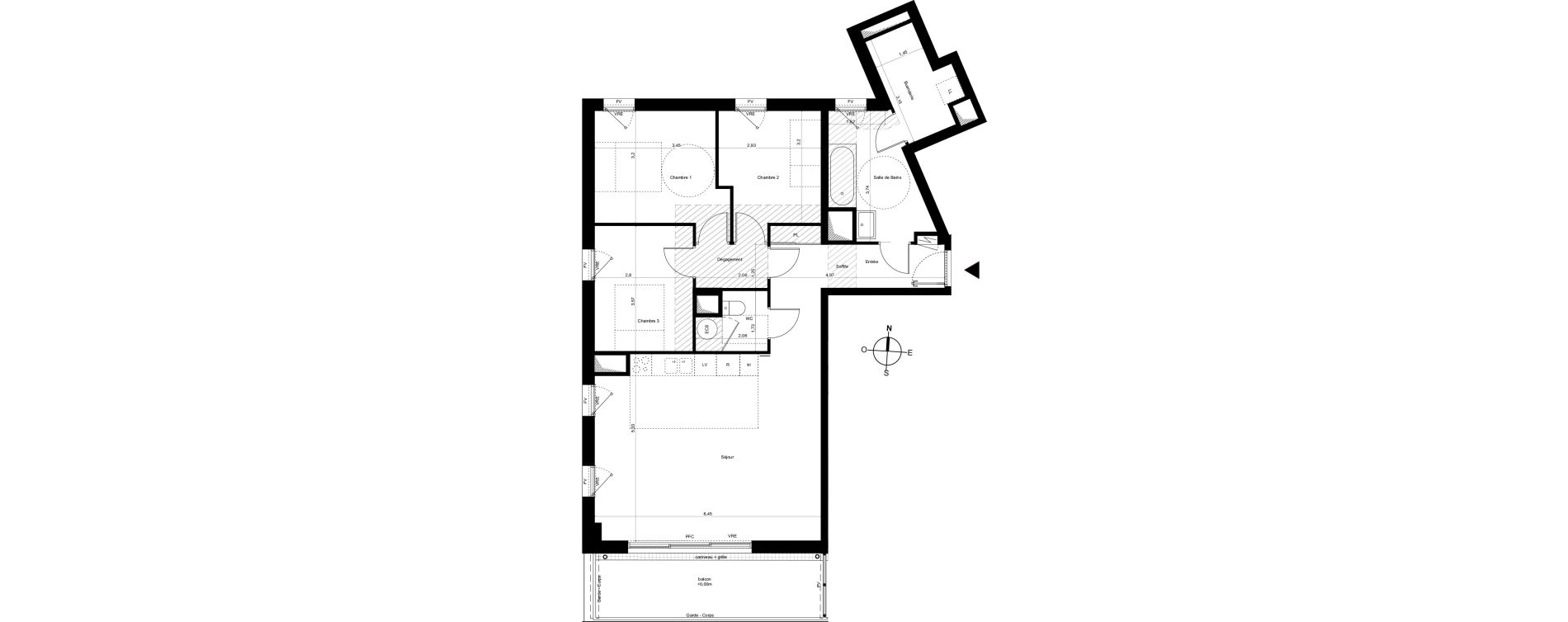 Appartement T4 de 93,81 m2 &agrave; Fleury-Les-Aubrais Centre