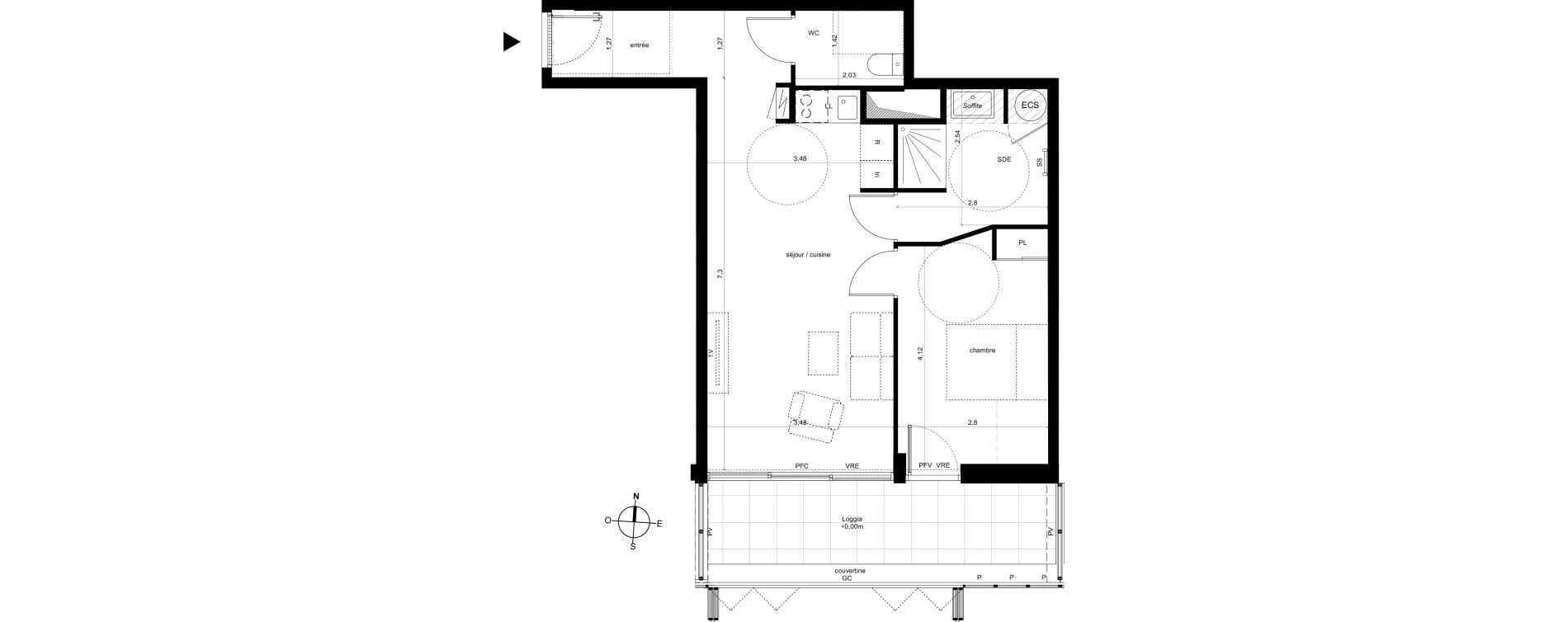 Appartement T2 de 51,56 m2 &agrave; Fleury-Les-Aubrais Centre
