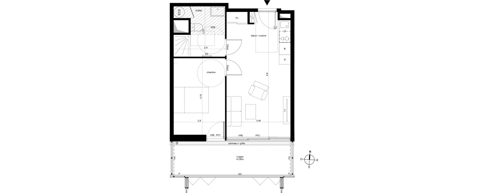 Appartement T2 de 41,84 m2 &agrave; Fleury-Les-Aubrais Centre