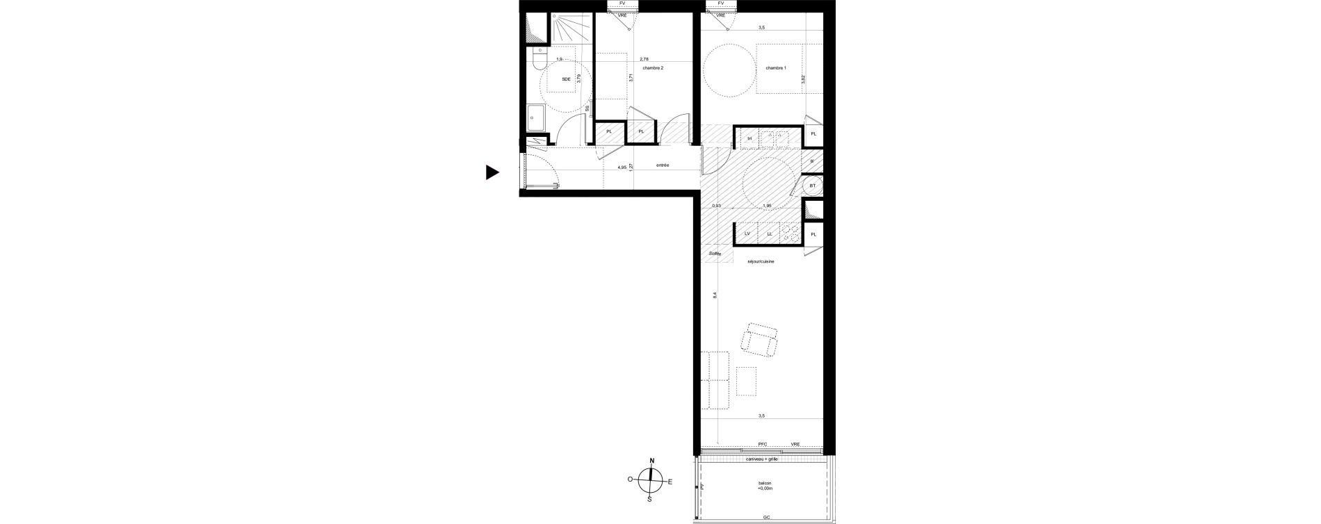 Appartement T3 de 64,43 m2 &agrave; Fleury-Les-Aubrais Centre