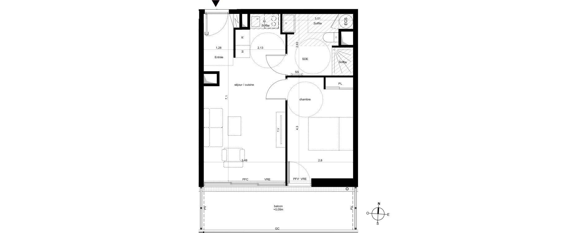 Appartement T2 de 42,73 m2 &agrave; Fleury-Les-Aubrais Centre