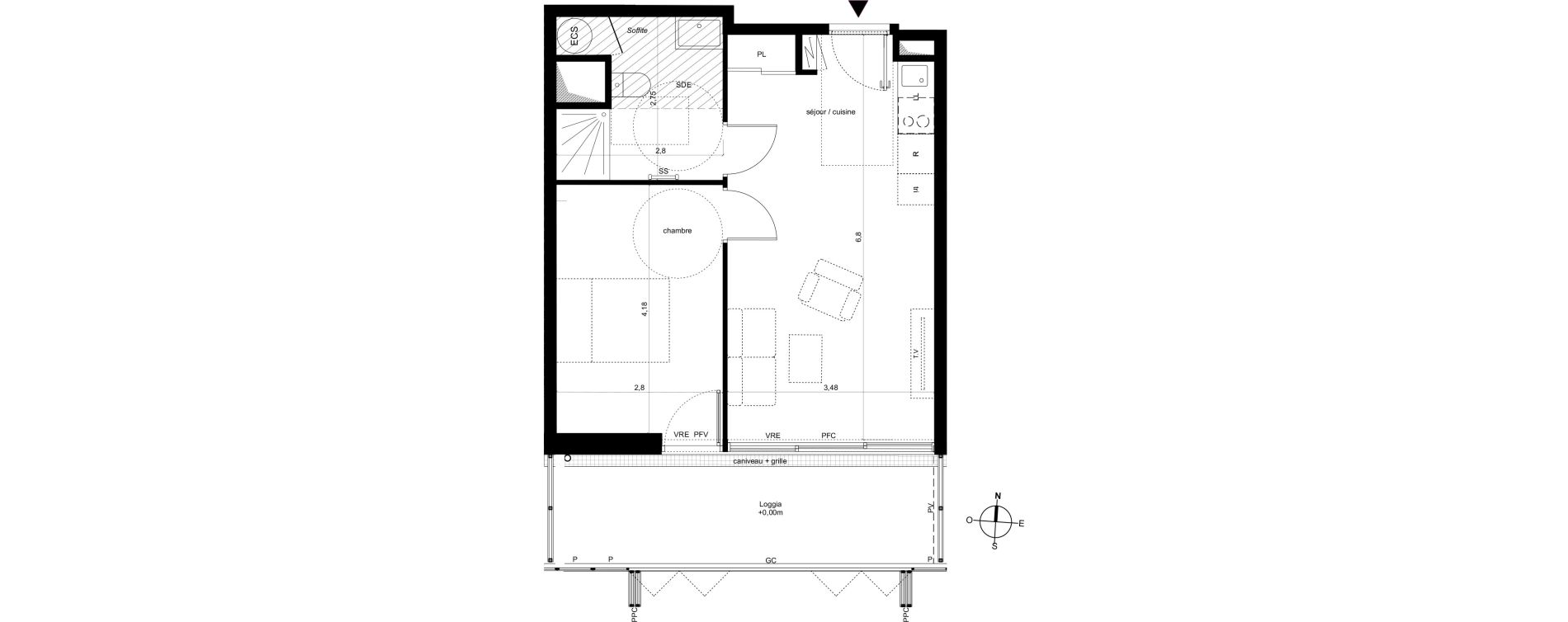 Appartement T2 de 41,84 m2 &agrave; Fleury-Les-Aubrais Centre