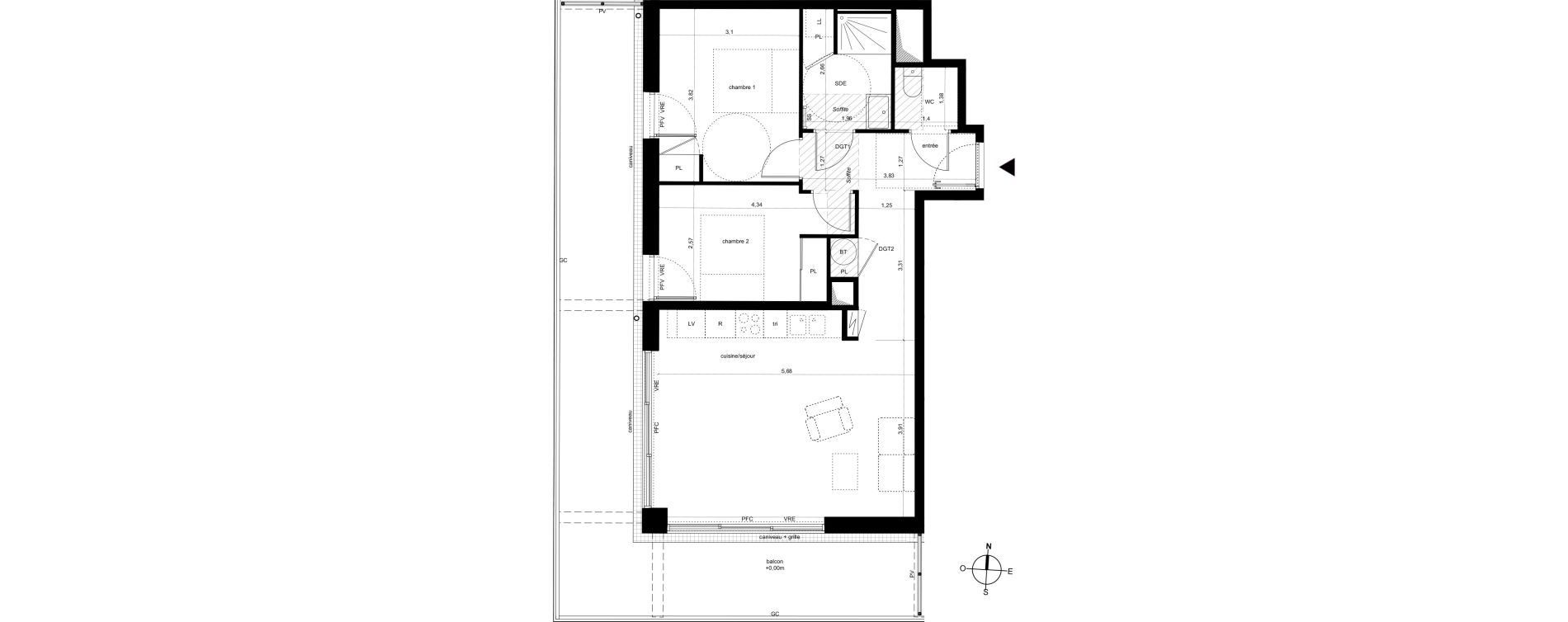 Appartement T3 de 63,51 m2 &agrave; Fleury-Les-Aubrais Centre