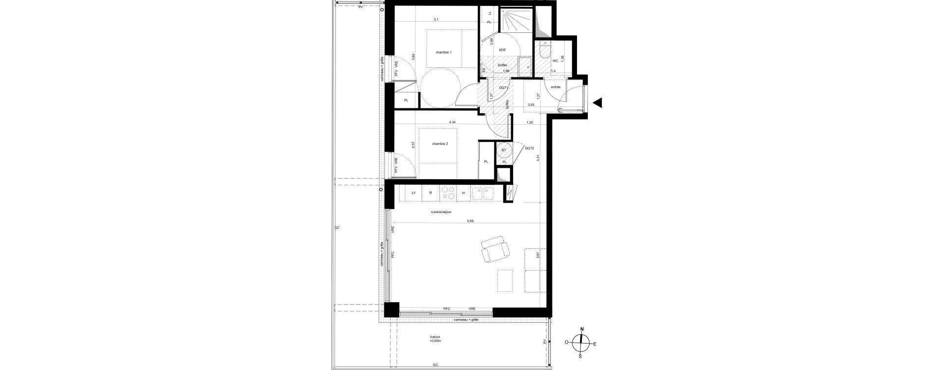 Appartement T3 de 63,51 m2 &agrave; Fleury-Les-Aubrais Centre