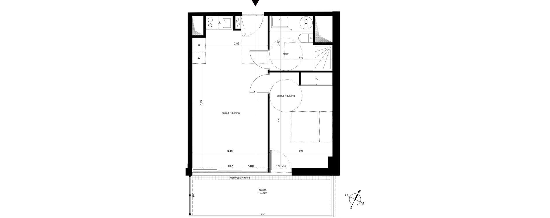 Appartement T2 de 42,45 m2 &agrave; Fleury-Les-Aubrais Centre