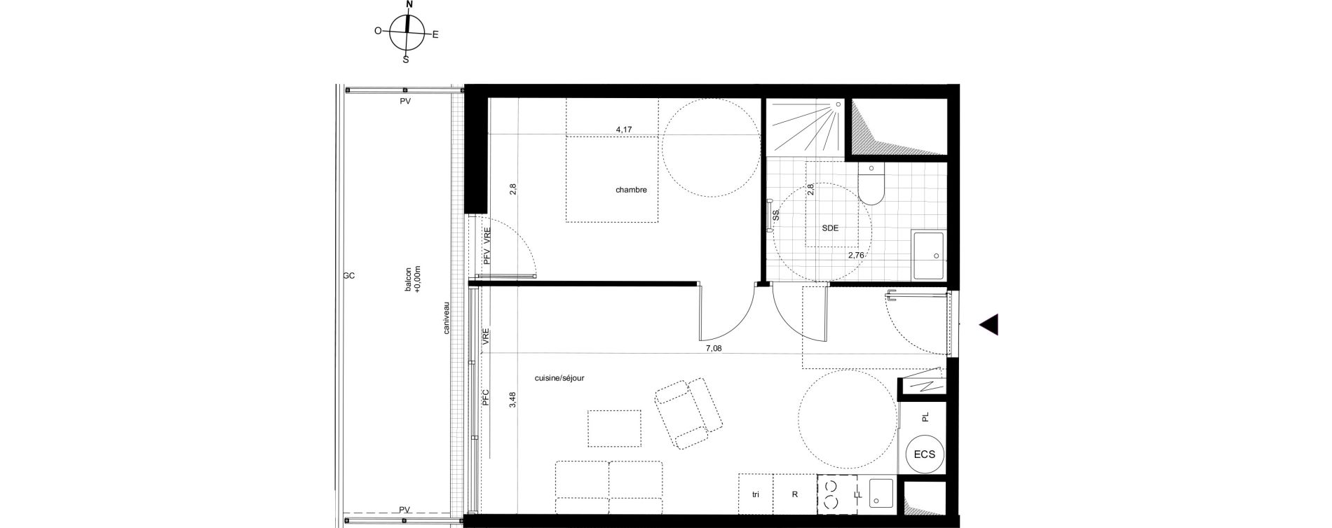 Appartement T2 de 41,98 m2 &agrave; Fleury-Les-Aubrais Centre