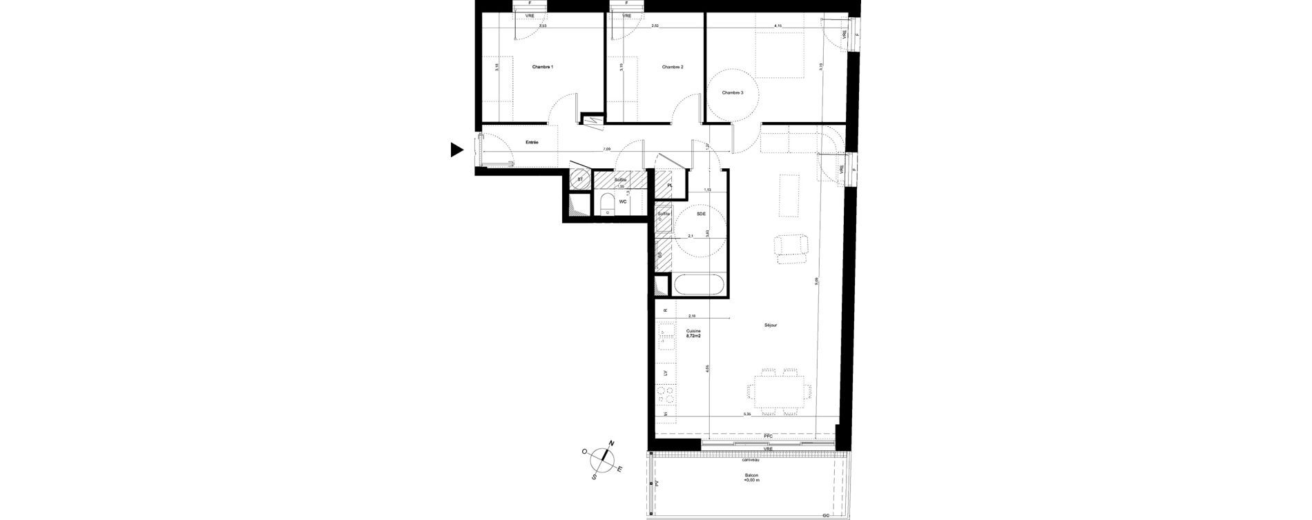 Appartement T4 de 90,40 m2 &agrave; Fleury-Les-Aubrais Centre