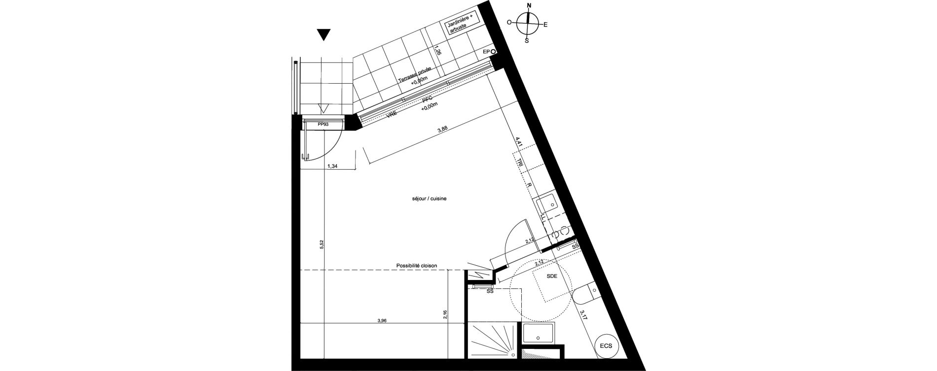 Appartement T1 de 39,42 m2 &agrave; Fleury-Les-Aubrais Centre