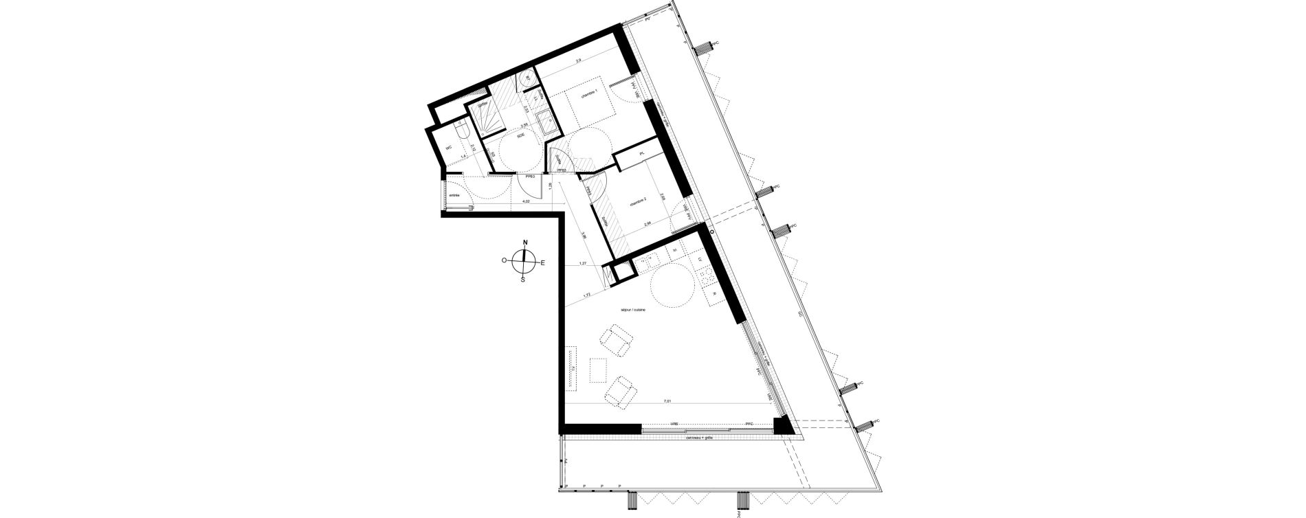 Appartement T3 de 74,37 m2 &agrave; Fleury-Les-Aubrais Centre