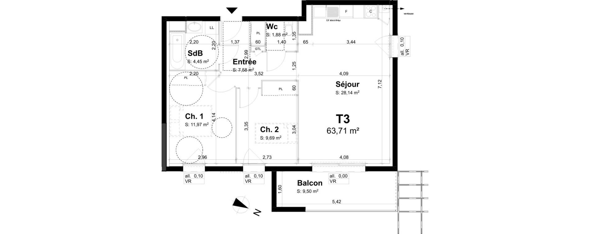 Appartement T3 de 63,71 m2 &agrave; La Chapelle-Saint-Mesmin La chapelle st mesmin