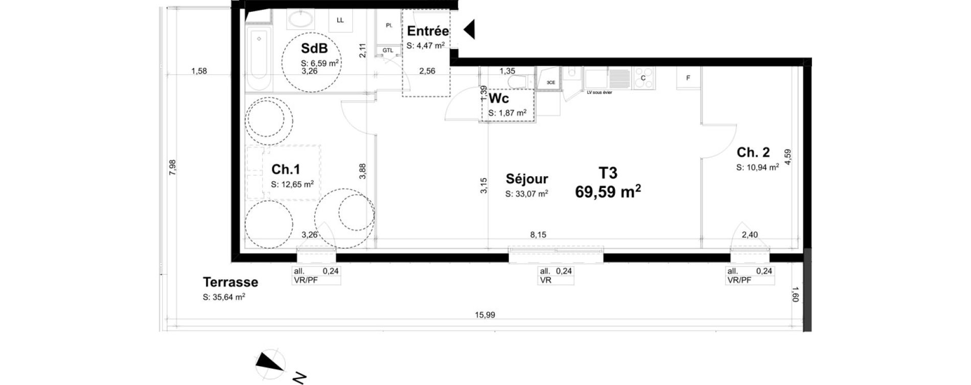 Appartement T3 de 69,59 m2 &agrave; La Chapelle-Saint-Mesmin La chapelle st mesmin